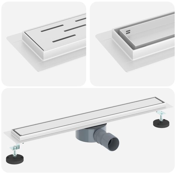 vidaXL &Eacute;vacuation de douche 2-en-1 avec siphon &agrave; 360&deg; Argent&eacute; 60 cm