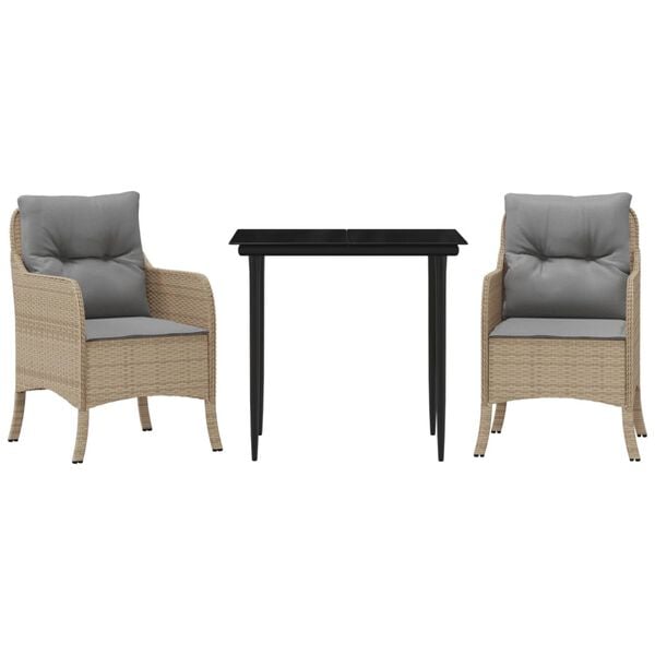 vidaXL Ensemble à manger de jardin avec coussins 5pcs Beige poly rotin