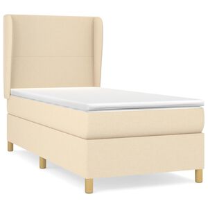 vidaXL Sommier &agrave; lattes de lit avec matelas Cr&egrave;me 90x200 cm Tissu
