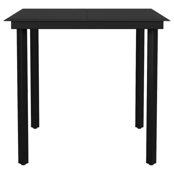 vidaXL Table &agrave; d&icirc;ner de jardin Noir 80x80x74 cm Acier et verre