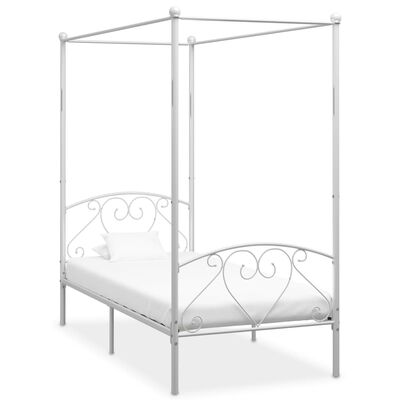 vidaXL Cadre de lit à baldaquin sans matelas blanc métal 90x200 cm