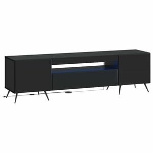 vidaXL Meuble TV LED Noir Bois d'ing&eacute;nierie