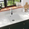 vidaXL &Eacute;vier de cuisine Granit Seul lavabo Blanc