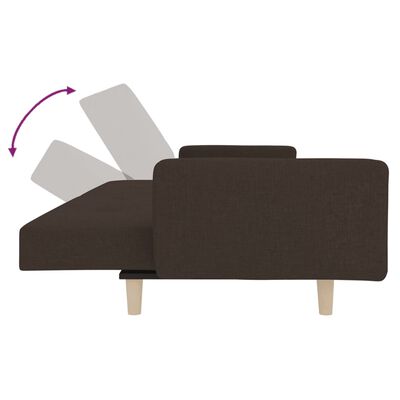vidaXL Canapé-lit à 2 places avec deux oreillers marron foncé tissu