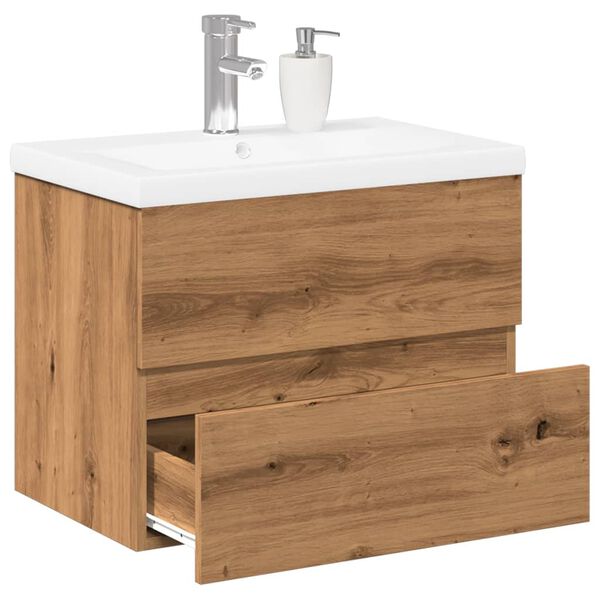 vidaXL Armoire lavabo avec bassin int&eacute;gr&eacute; ch&ecirc;ne artisanal