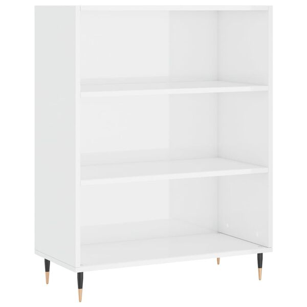vidaXL Biblioth&egrave;que blanc brillant 69,5x32,5x90 cm bois d'ing&eacute;nierie