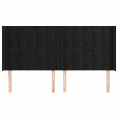 vidaXL Tête de lit avec oreilles Noir 163x16x118/128 cm Velours