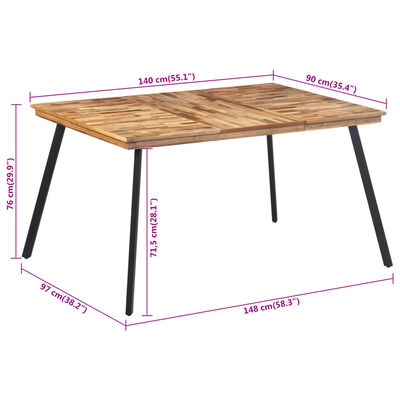 vidaXL Table à manger 148x97x76 cm bois massif de teck
