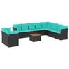 vidaXL Salon de jardin 11 pcs avec coussins noir r&eacute;sine tress&eacute;e