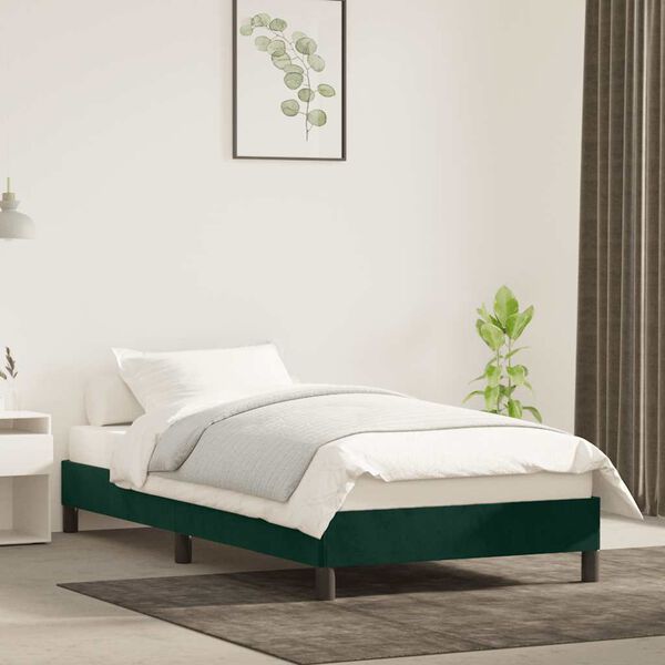 vidaXL Cadre de lit sans matelas vert fonc&eacute; 90x200 cm velours