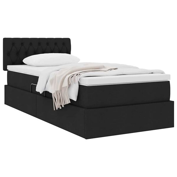 vidaXL Lit avec rangement et matelas avec matelas Noir 90 x 200 cm