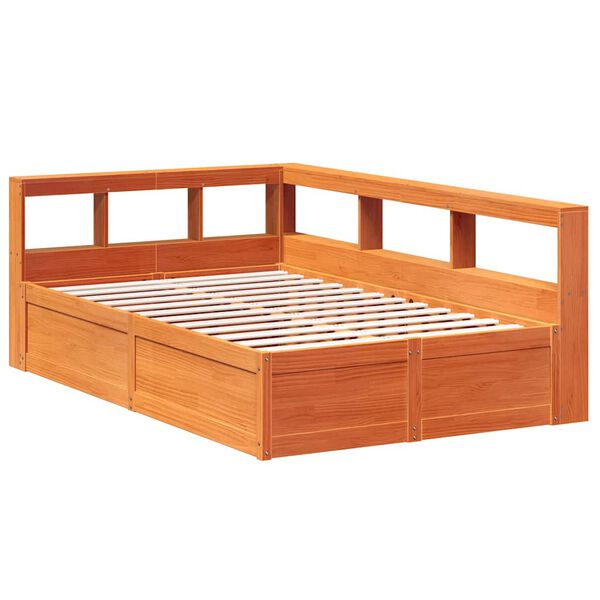 vidaXL Lit biblioth&egrave;que sans matelas cire marron 140x190 cm pin massif