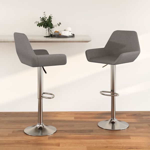 vidaXL Tabourets de bar lot de 2 gris fonc&eacute; tissu