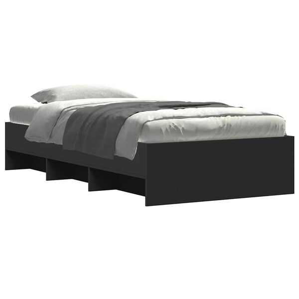 vidaXL Cadre de lit sans matelas noir 75x190 cm bois ing&eacute;nierie