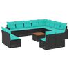 vidaXL Salon de jardin avec coussins 13 pcs noir r&eacute;sine tress&eacute;e