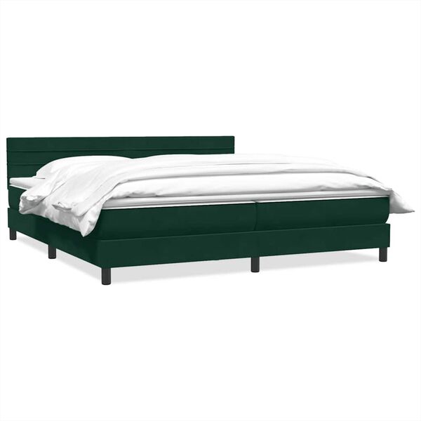 vidaXL Sommier &agrave; lattes de lit et matelas vert fonc&eacute; 180x210cm velours