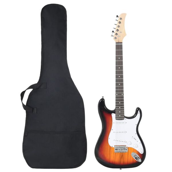 vidaXL Guitare &eacute;lectrique de d&eacute;butants et sac marron et blanc 4/4 39"