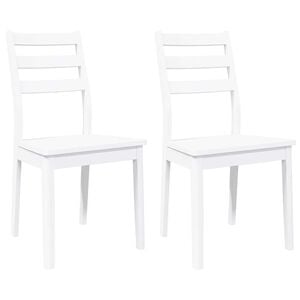 vidaXL Chaises &agrave; manger 2 pcs blanc bois massif caoutchouc