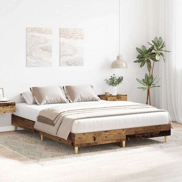 vidaXL Cadre de lit sans matelas vieux bois 150x200 cm bois ing&eacute;nierie