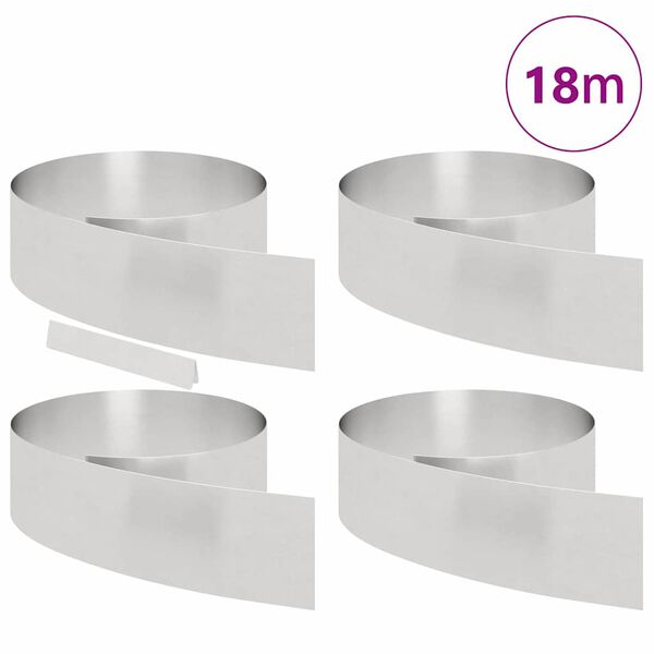 vidaXL Bordure de Pelouse 4 pcs Argent 450 x 0,05 x 15 cm