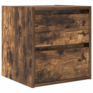 vidaXL Table de chevet murale ch&ecirc;ne fum&eacute; 38x34x40 cm