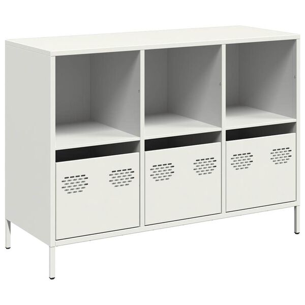 vidaXL Buffet blanc 101,5x39x73,5 cm acier lamin&eacute; &agrave; froid