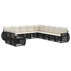 vidaXL Ensemble de canap&eacute; de jardin 11 pc Noir et blanc cr&egrave;me