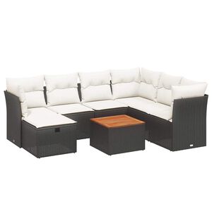 vidaXL Salon de jardin 8 pcs avec coussins noir r&eacute;sine tress&eacute;e