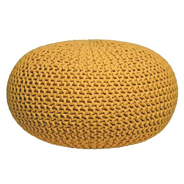 LABEL51 Pouf tricot&eacute; Coton L Jaune