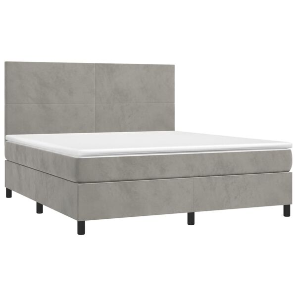 vidaXL Sommier &agrave; lattes de lit et matelas Gris clair 180x200cm Velours
