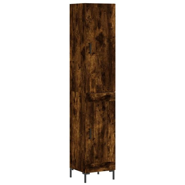 vidaXL Buffet haut Ch&ecirc;ne fum&eacute; 34,5x34x180 cm Bois d'ing&eacute;nierie