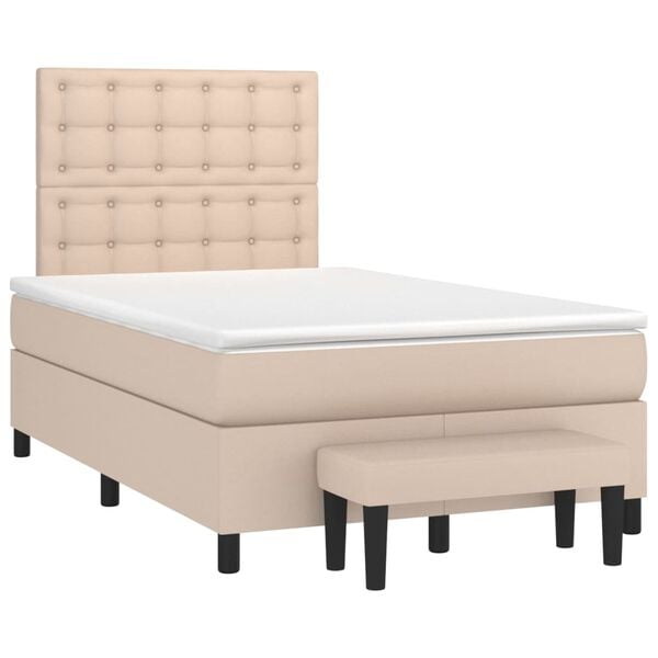vidaXL Sommier &agrave; lattes de lit avec matelas Cappuccino 120x200 cm