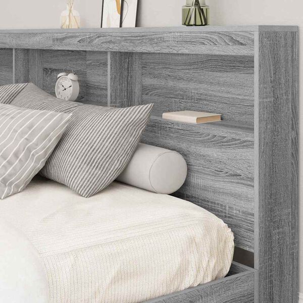 vidaXL T&ecirc;te de lit de rangement Gris Sonoma 180 cm Bois d'ing&eacute;nierie