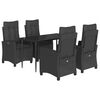 vidaXL Ensemble &agrave; manger de jardin coussins 5pcs Noir R&eacute;sine tress&eacute;e