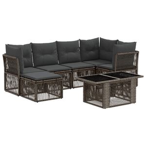 vidaXL Ensemble de canap&eacute; de jardin 7 pc Gris polyrotin