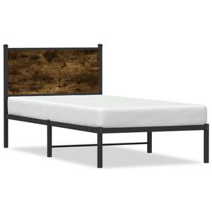 vidaXL Cadre de lit en m&eacute;tal sans matelas ch&ecirc;ne fum&eacute; 75x190 cm