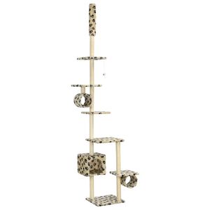 vidaXL Arbre &agrave; chat avec griffoirs en sisal 260 cm Beige Motif pattes
