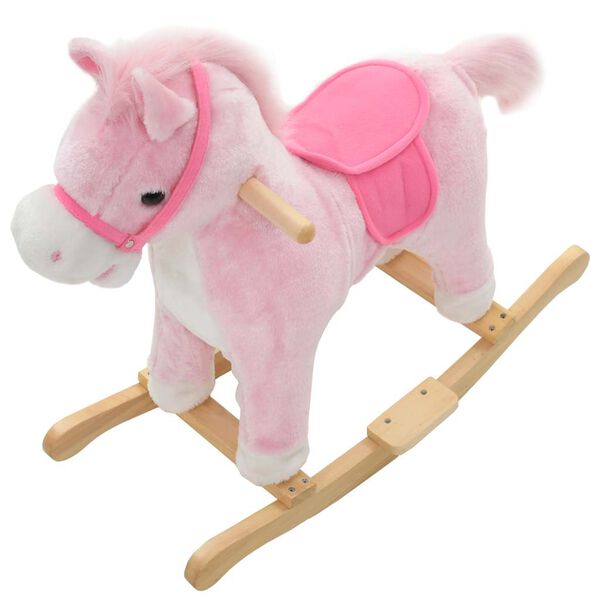 vidaXL Cheval &agrave; bascule Peluche 65x32x58 cm Rose