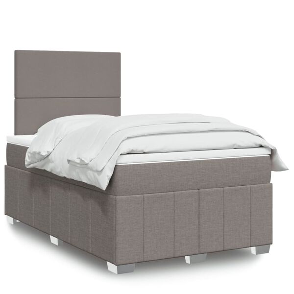 vidaXL Sommier &agrave; lattes de lit avec matelas taupe 120x190 cm tissu