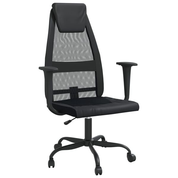 vidaXL Chaise de bureau r&eacute;glable en hauteur noir