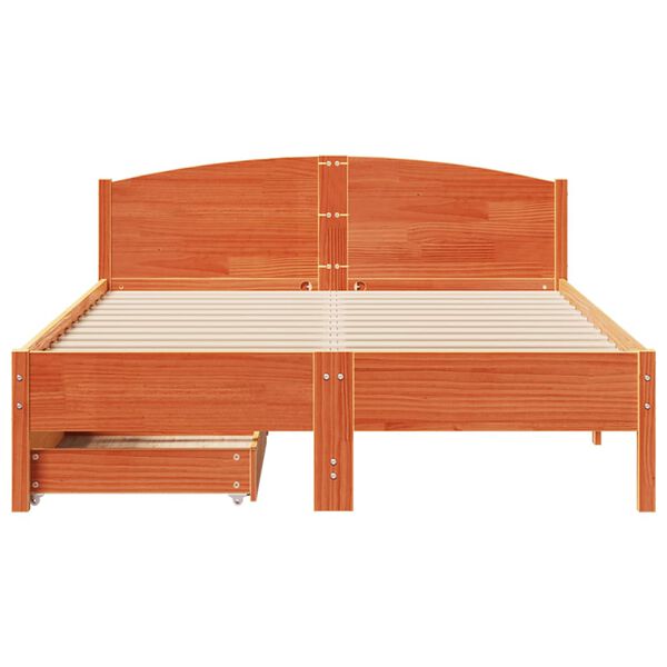 vidaXL Cadre de lit sans matelas cire marron 120x190cm bois pin massif