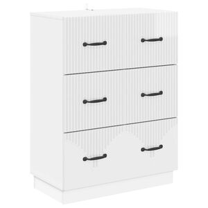 vidaXL Armoire &agrave; tiroirs Blanc brillant 66 x 34,5 x 87 cm