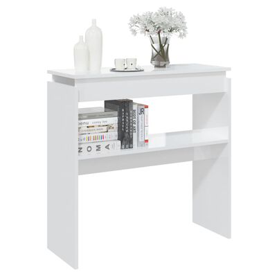 vidaXL Table console Blanc brillant 80x30x80 cm Aggloméré