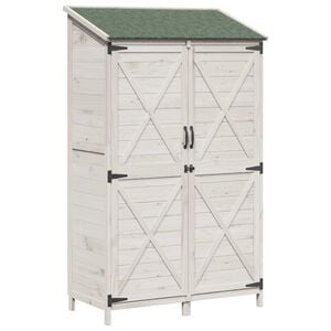 vidaXL Abri de jardin Blanc 106 x 56 x 176,5 cm Bois de Sapin Massif