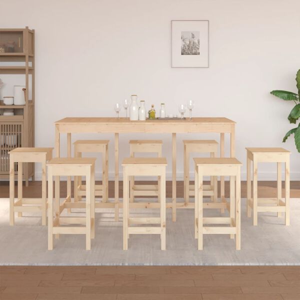 vidaXL Ensemble de bar 9 pcs Bois de pin massif