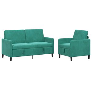 vidaXL Canap&eacute; avec rangement 2 pc Turquoise Polyester