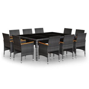 vidaXL Ensemble &agrave; manger de jardin 11 pcs r&eacute;sine tress&eacute;e gris