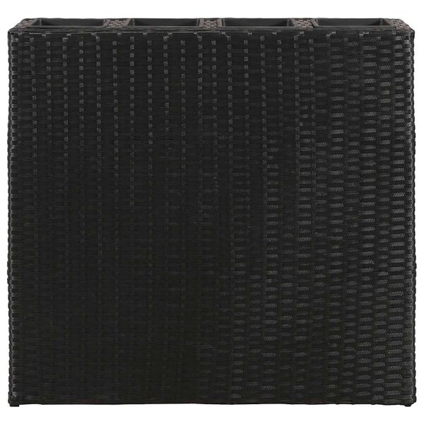 vidaXL Lits surélevés de jardin avec 4 pots 2 pcs Résine tressée Noir