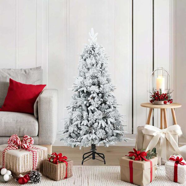 vidaXL Sapin de Noël artificiel à branches pliantes, duveteux de neige