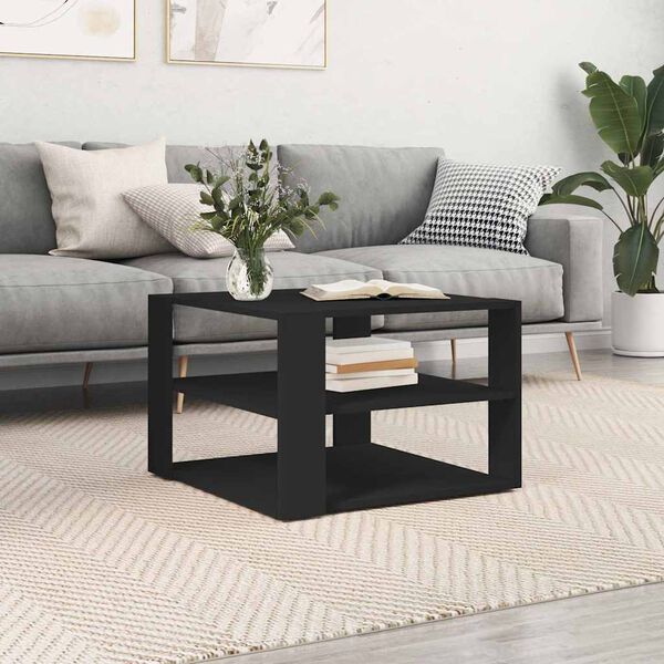 vidaXL Table basse noir 58x58x40 cm bois d'ingénierie